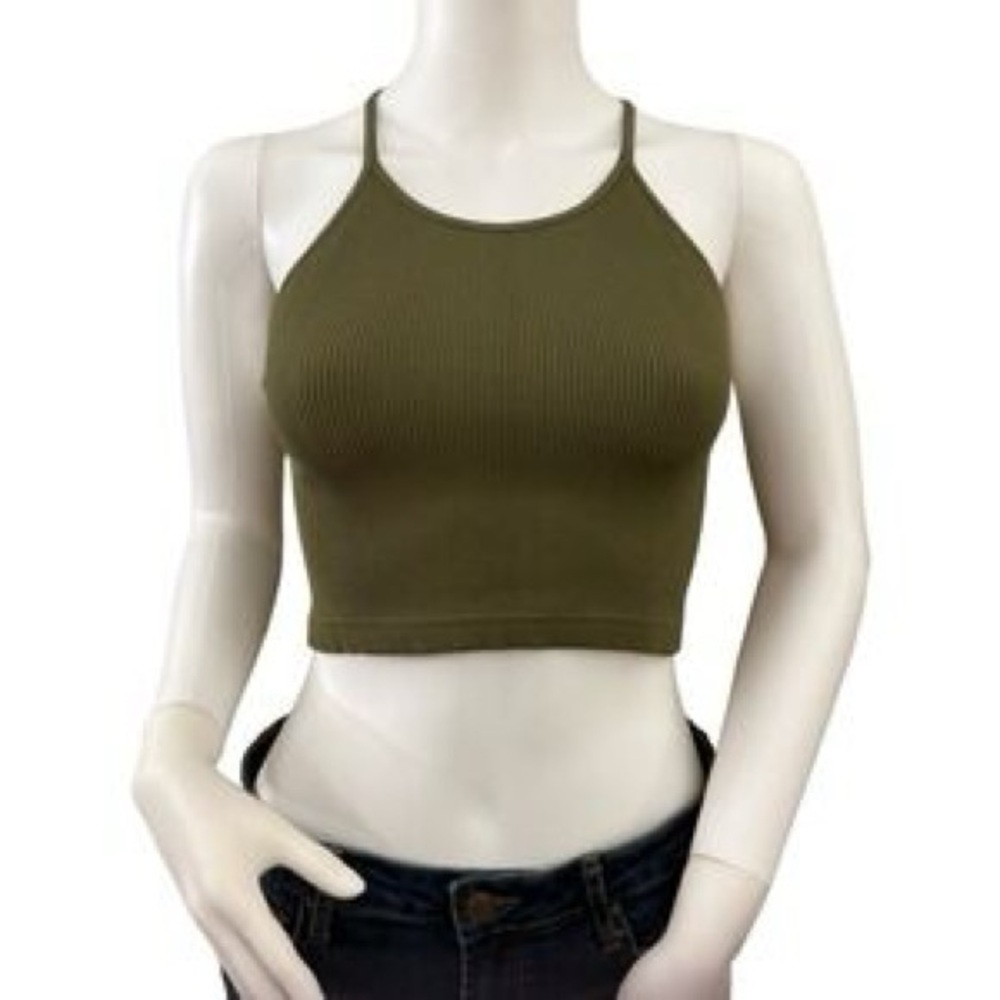 LIKE NEW SIZE M/L lululemon athletica Military Green Racerback Athletic Crop Top